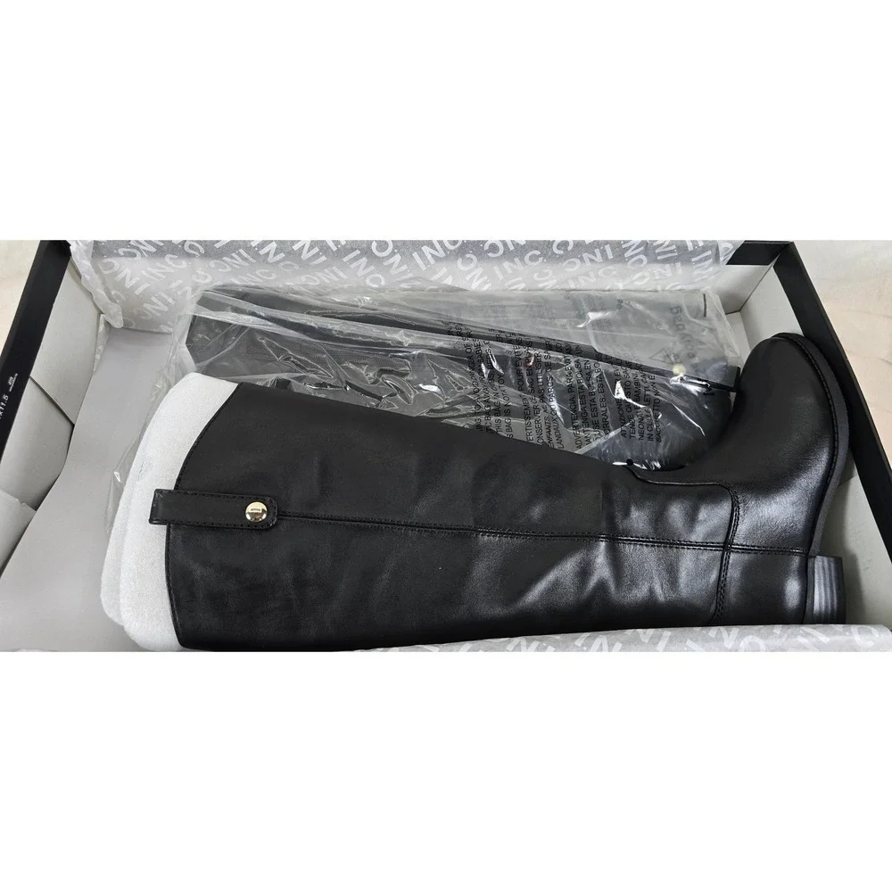 INC‎ Womens Fawne Black Leather Knee-High Boots Size 5